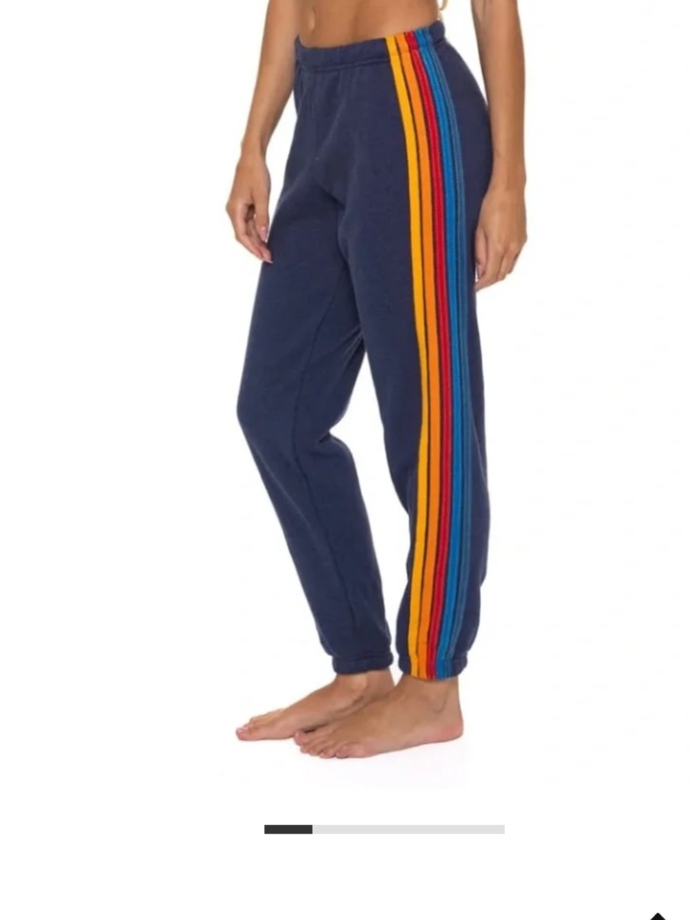 Aviator Nation Navy Sweatpants with Red, Orange & Blue Side Stripes - Kids